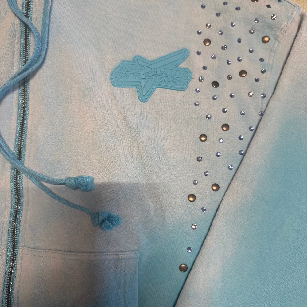 Hudson Stacked Rhinestone "Colere" Sweatsuit Blue Style 637