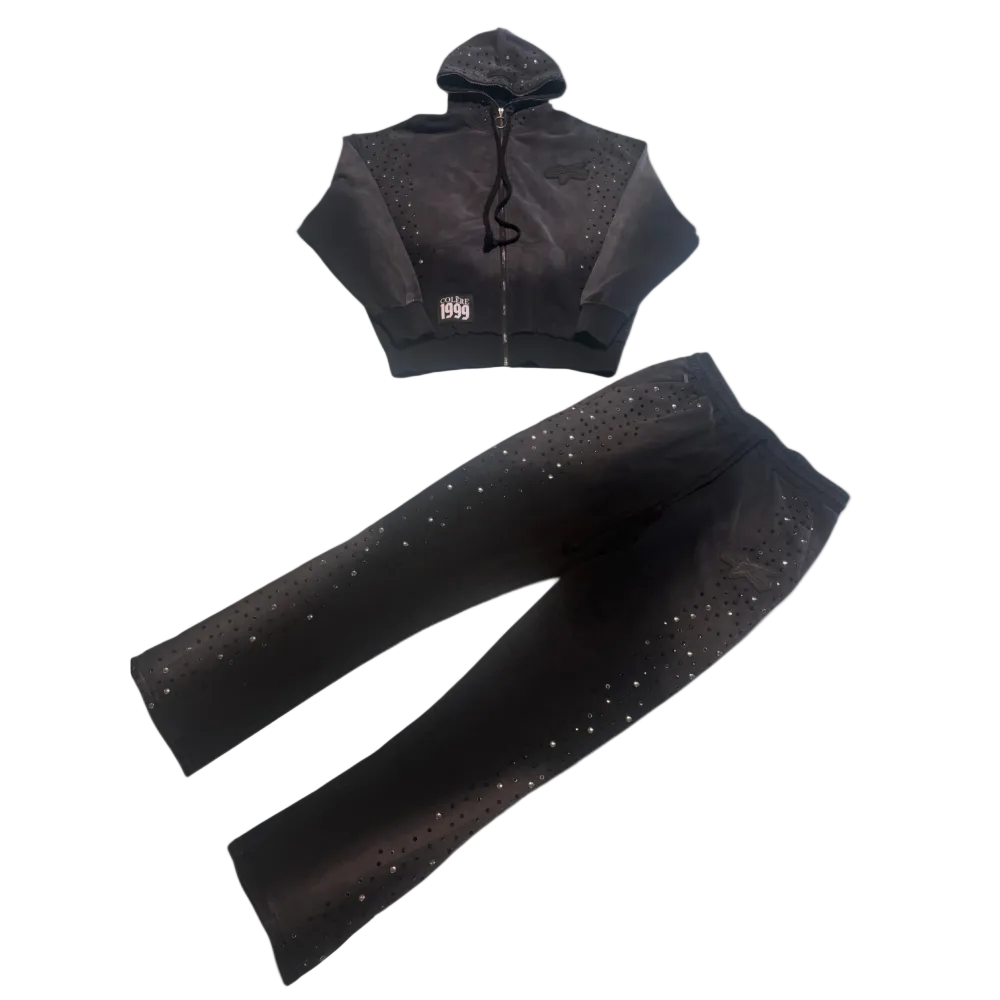 Hudson Stacked Rhinestone "Colere" Sweatsuit Black Style 637