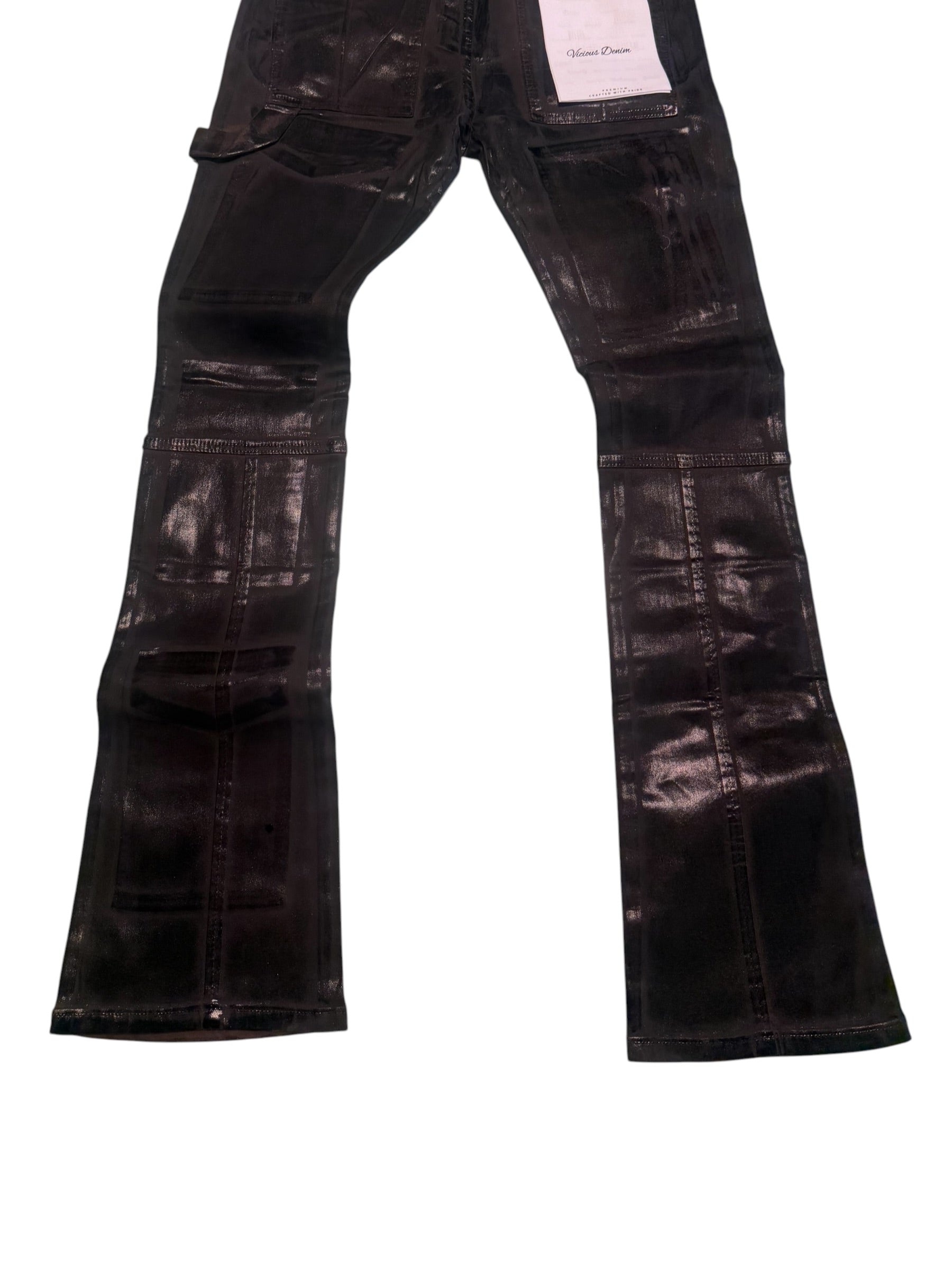 Vicious Denim Wax Stacked Jeans Brown Style VC628