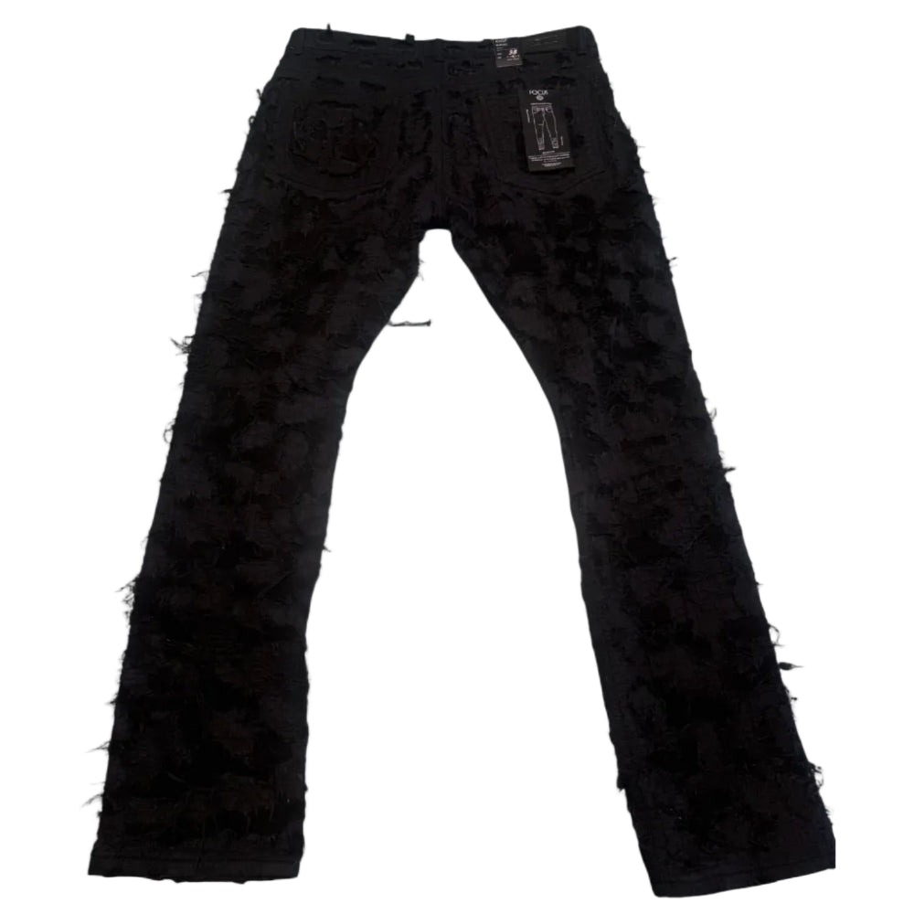 Focus Shredded Stacked Jeans Black Style 5280