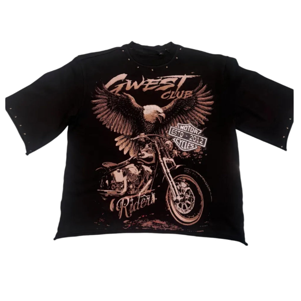 GWEST Urban Genesis Men's 3/4 Crop Tee Style Black STJMCTDS9357