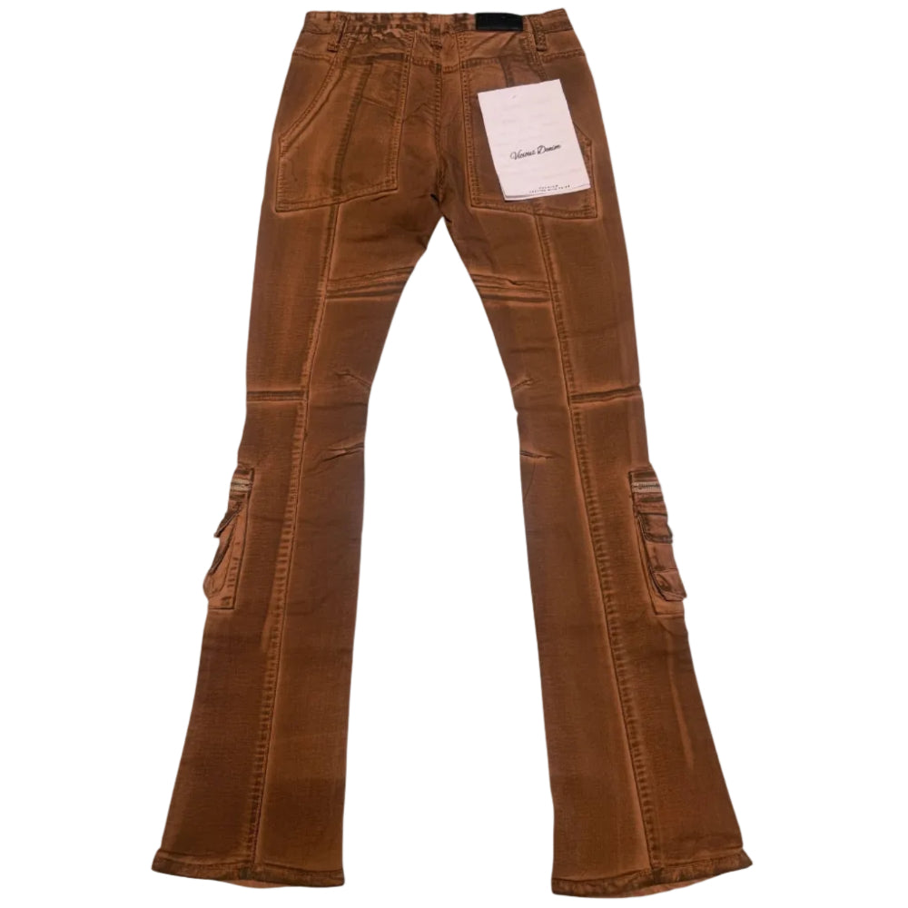 Vicious Denim Cargo Stacked Jeans Burnt Amber Style VC634