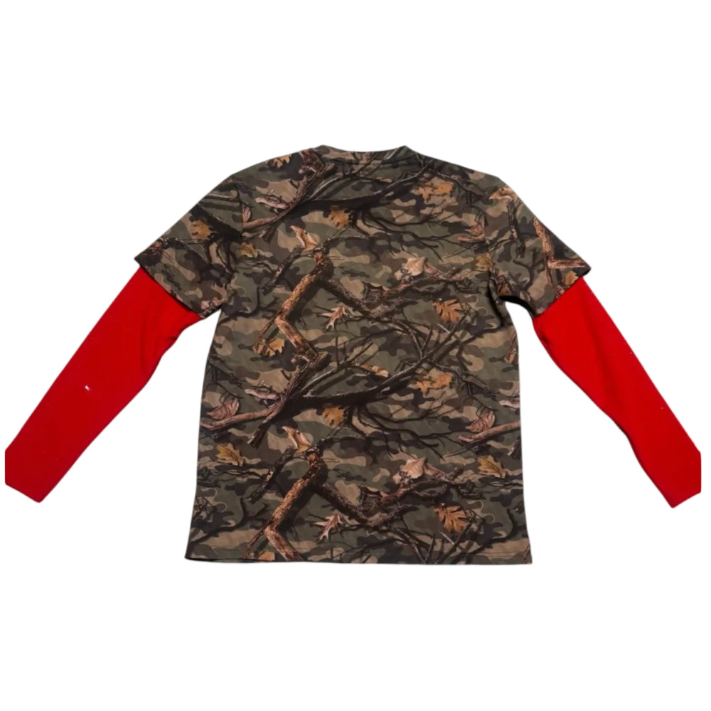 Streetz Iz Watchin The Art Of War Rhinestone 2fer Long Sleeve T-shirt Camo Red Style SW2F5229