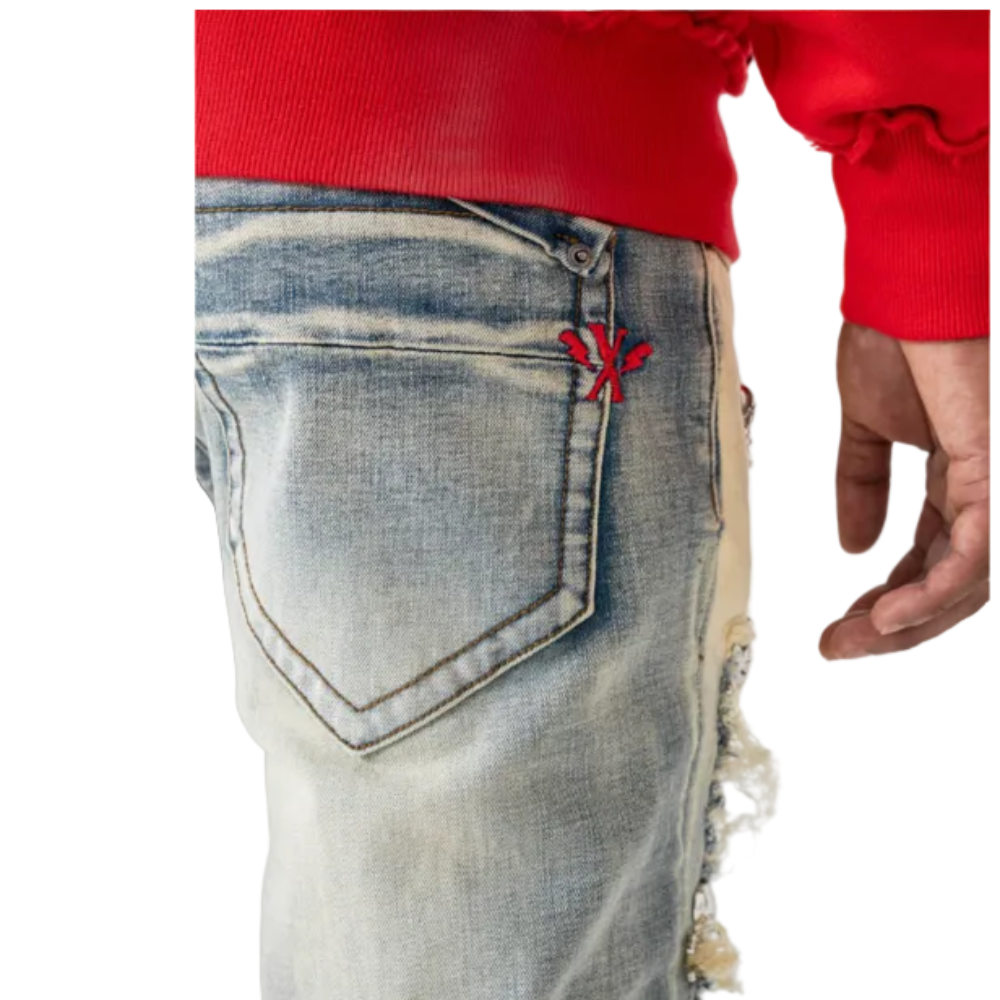 Smugglers Moon Skull Jeans Bleached Indigo Style SM-WB-5670