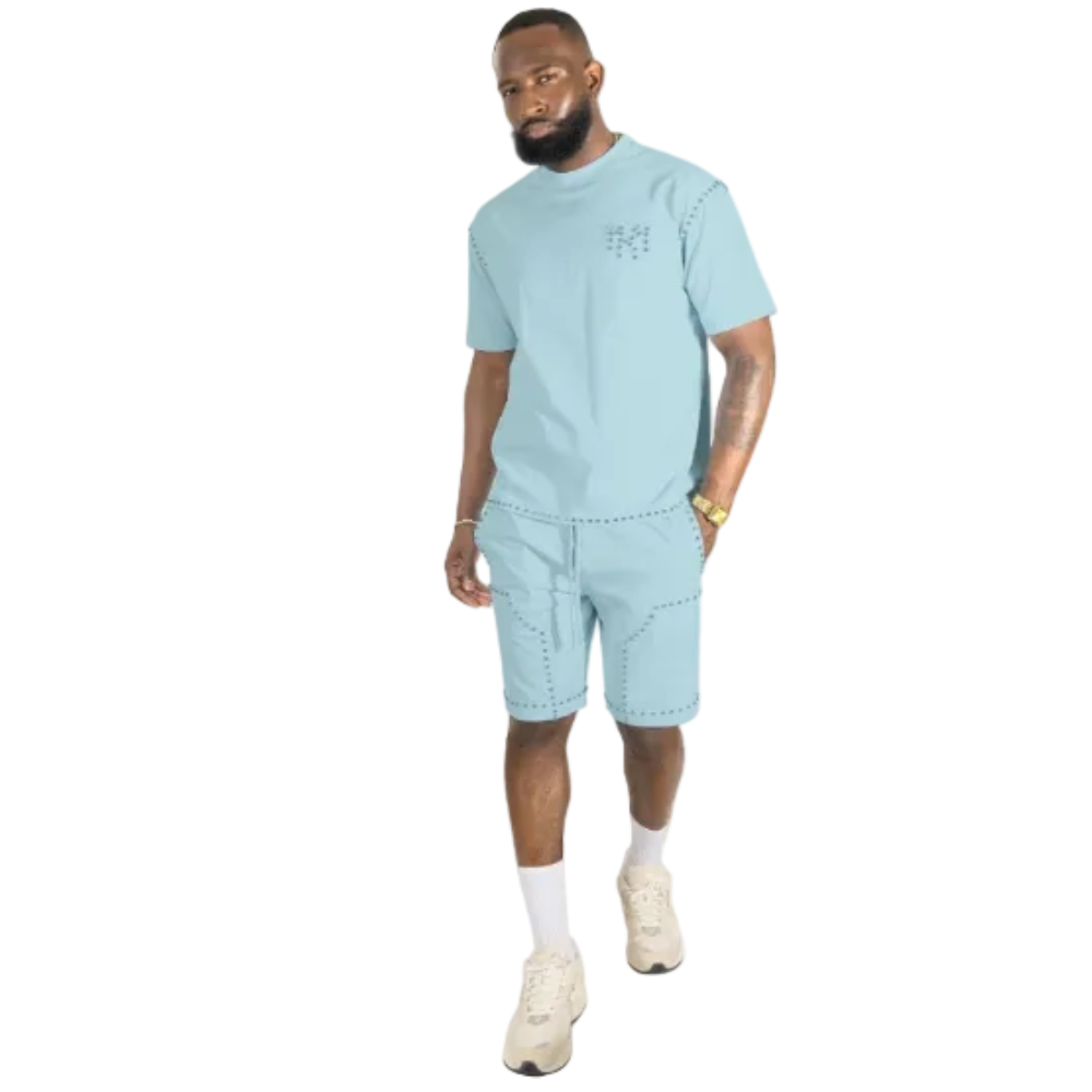 Makobi Prada Jersey Short Set Light Blue Style M183