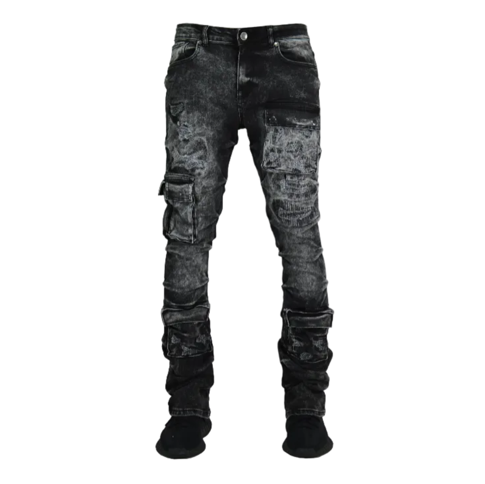 Focus Cargo Stacked Jeans Black/Grey 5226