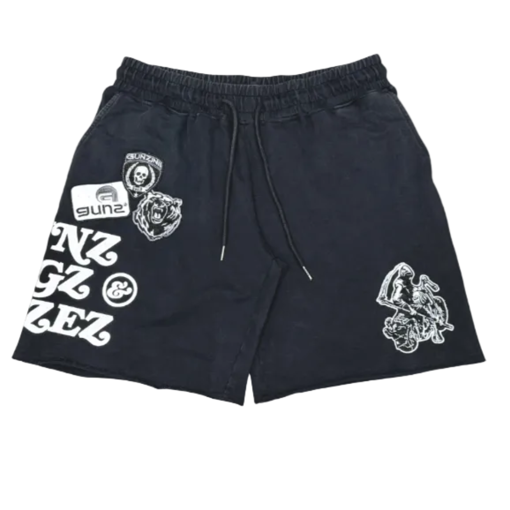 Gunzinii Patch Work Short Set Black Style GZ1009/GZ1010-BLK