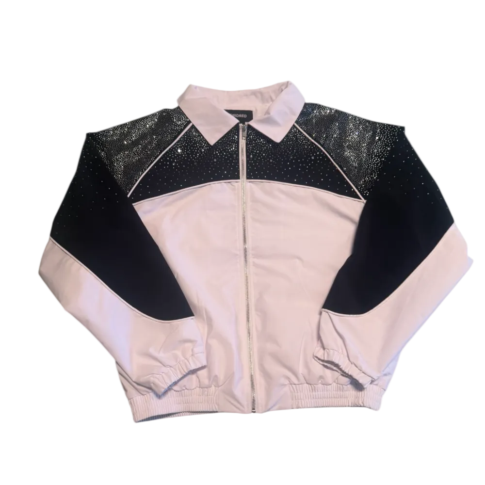 Kindred Track Suit  Rhinestone  Nylon Zip Up  White KD2236T
