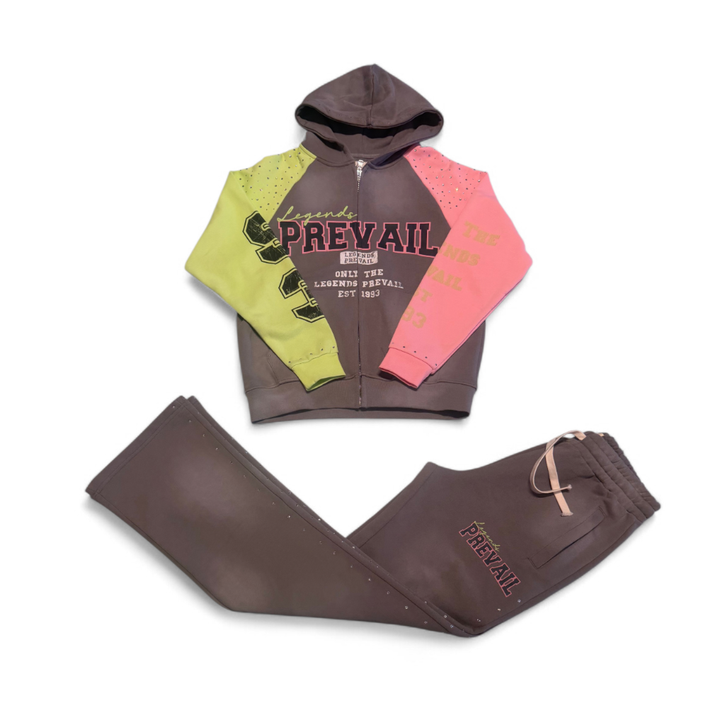 Legends Prevail Rhinestone Block Sweat Suit - Grey Style LP-KS-108