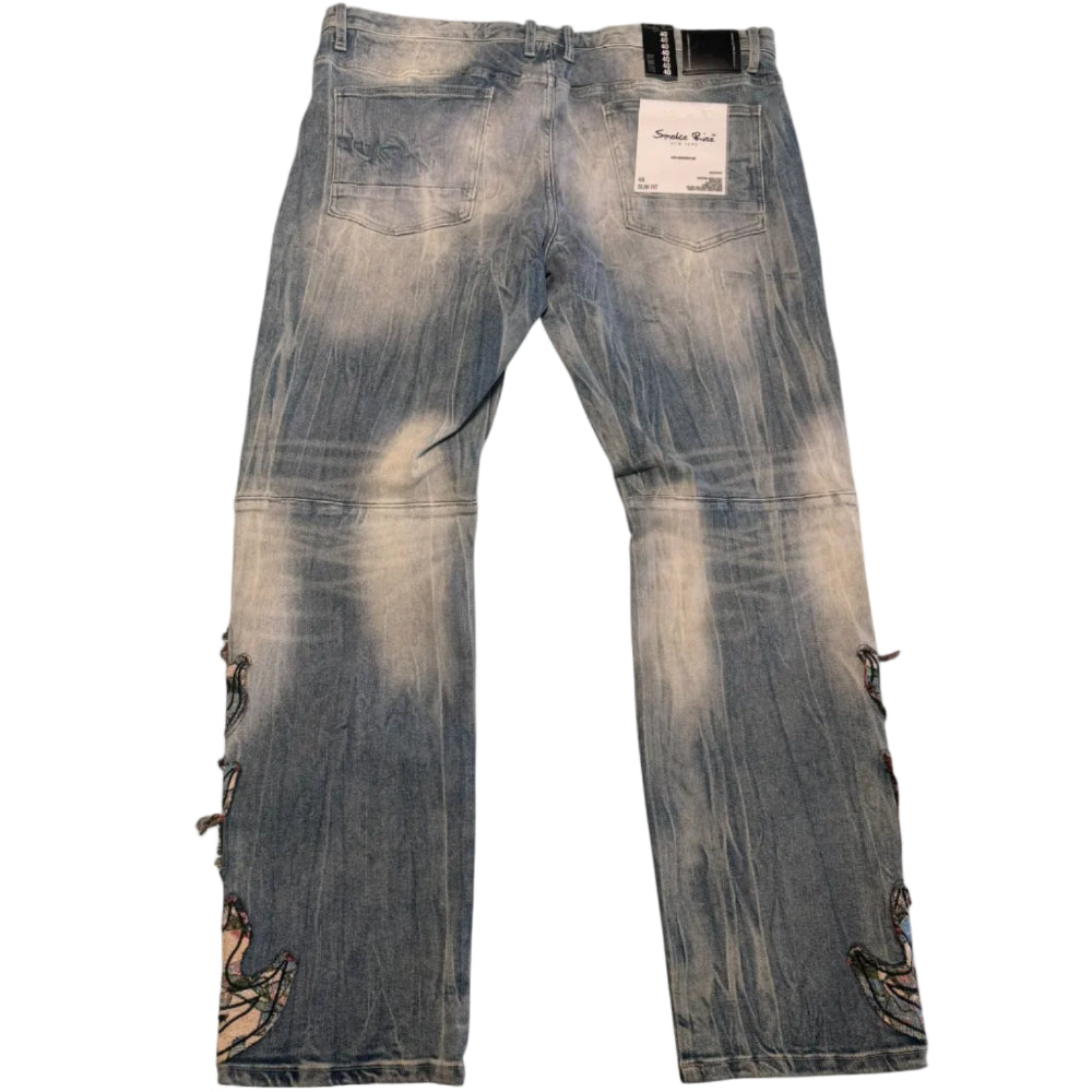 Smoke Rise Tapestry Flame Jeans Hear Blue Style JP25114
