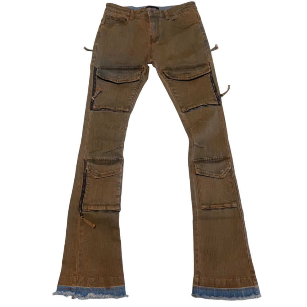 Vicious Denim Cargo Stack Jeans Mud Style VC624