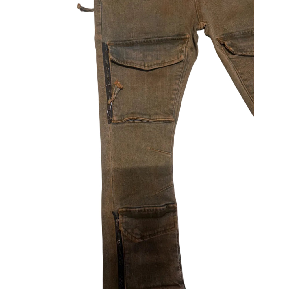 Vicious Denim Cargo Stack Jeans Mud Style VC624