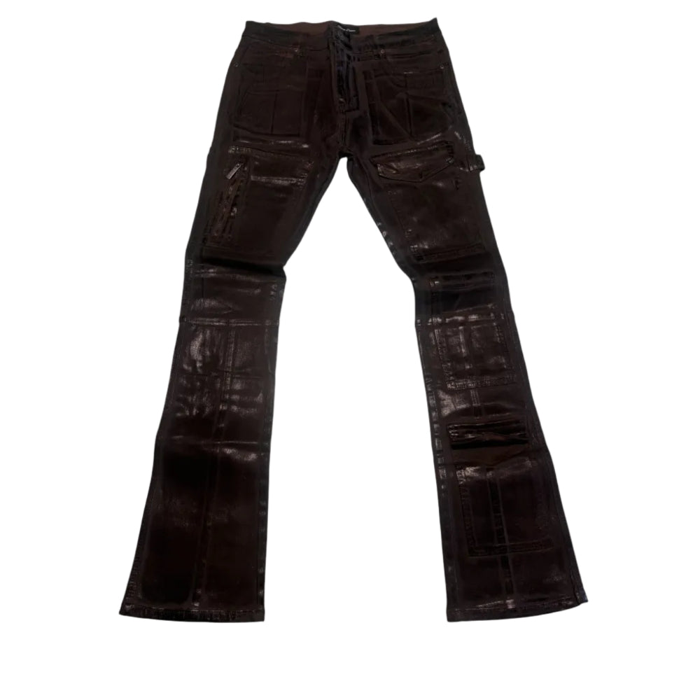 Vicious Denim Wax Stacked Jeans Brown Style VC628