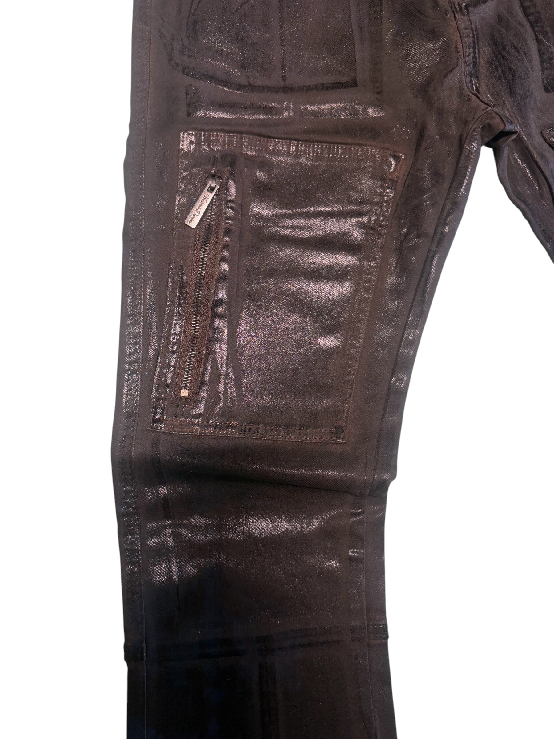 Vicious Denim Wax Stacked Jeans Brown Style VC628
