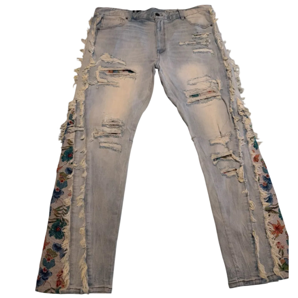 Smoke Rise Tapestry Embroidery Jeans Alder Blue Style JP25113