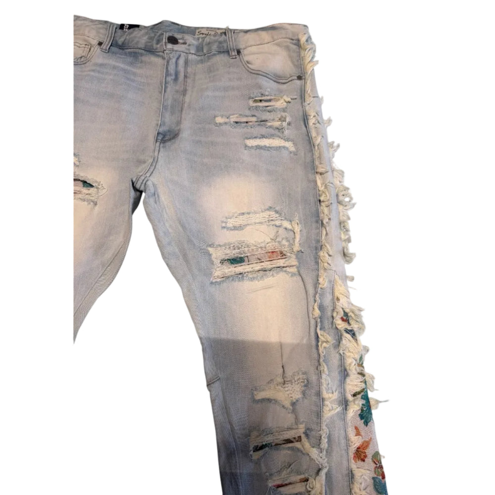 Smoke Rise Tapestry Embroidery Jeans Alder Blue Style JP25113