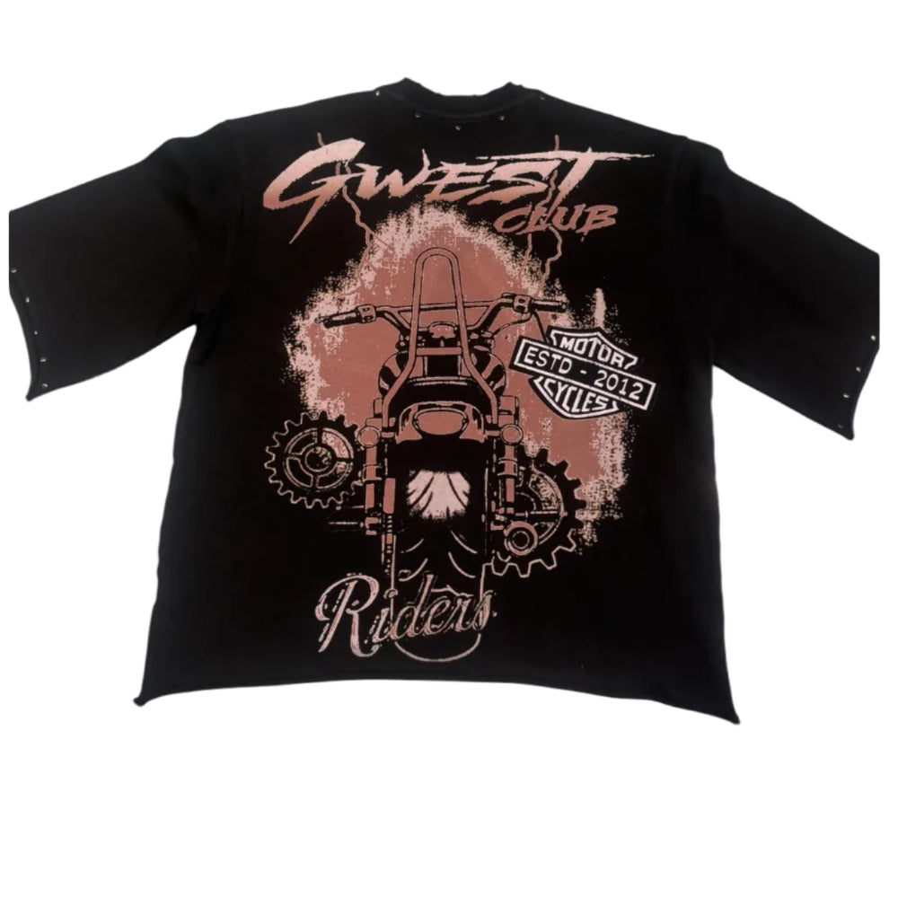 GWEST Urban Genesis Men's 3/4 Crop Tee Style Black STJMCTDS9357