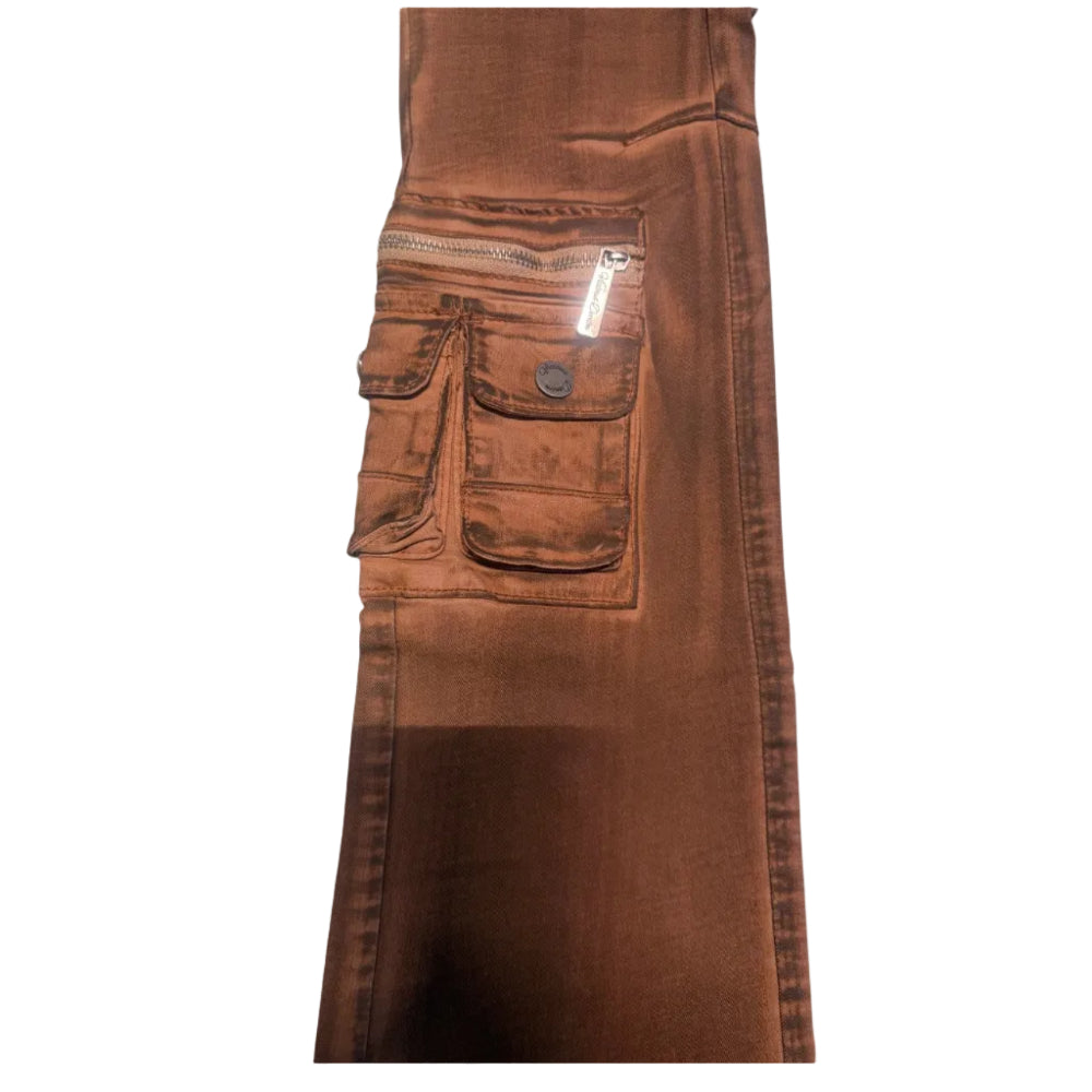 Vicious Denim Cargo Stacked Jeans Burnt Amber Style VC634