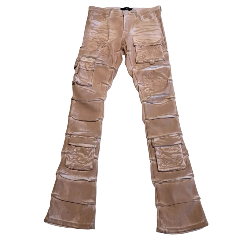 Focus Cargo Stacked Jeans Sand Style 5226