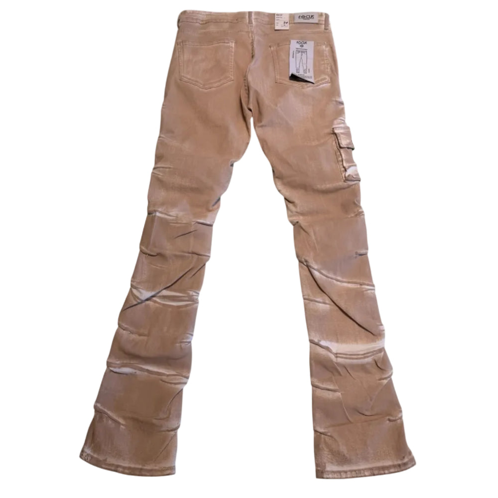 Focus Cargo Stacked Jeans Sand Style 5226