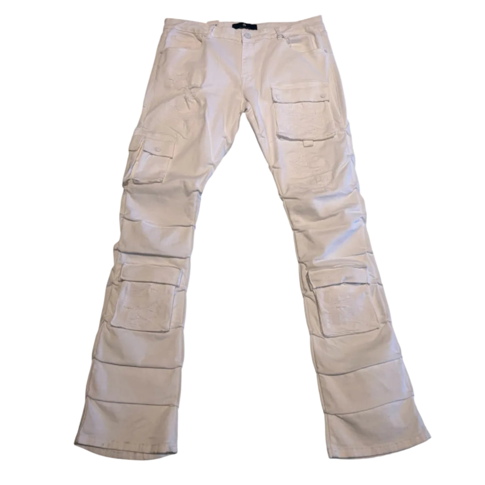 Focus Stacked Cargo Jeans White Style 5226