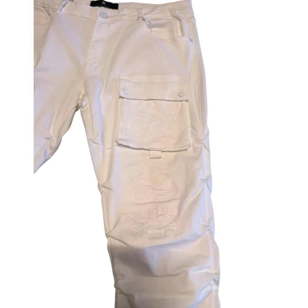 Focus Stacked Cargo Jeans White Style 5226