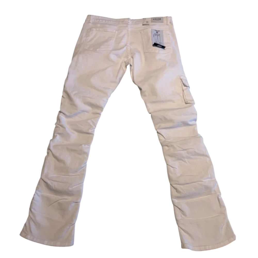 Focus Stacked Cargo Jeans White Style 5226