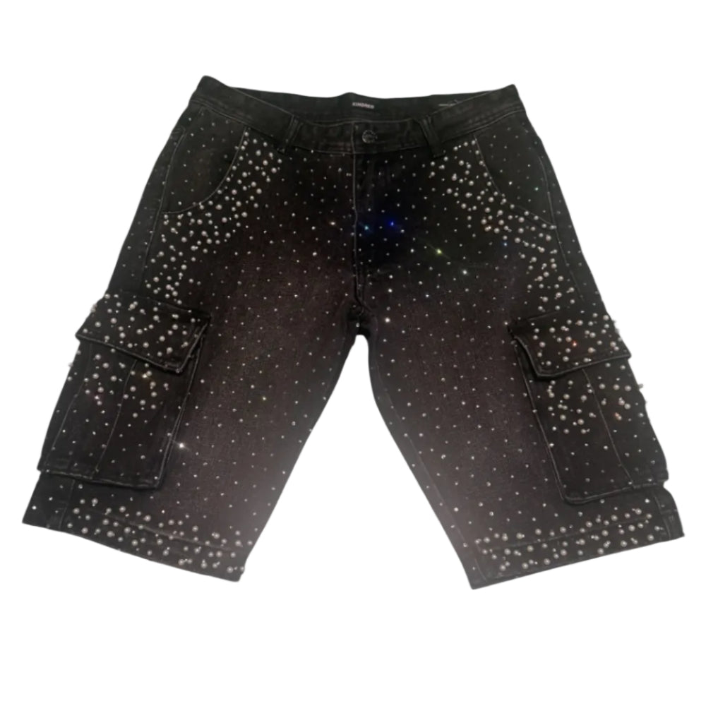 Kindred Rhinestones and Pearls Cargo Shorts Black Style KD2245S