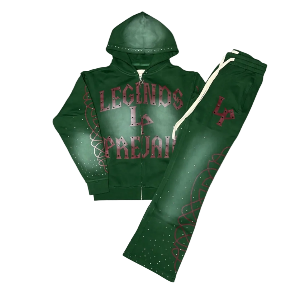 Legends Prevail Studded Sweatsuit Green Style LP-KS-085