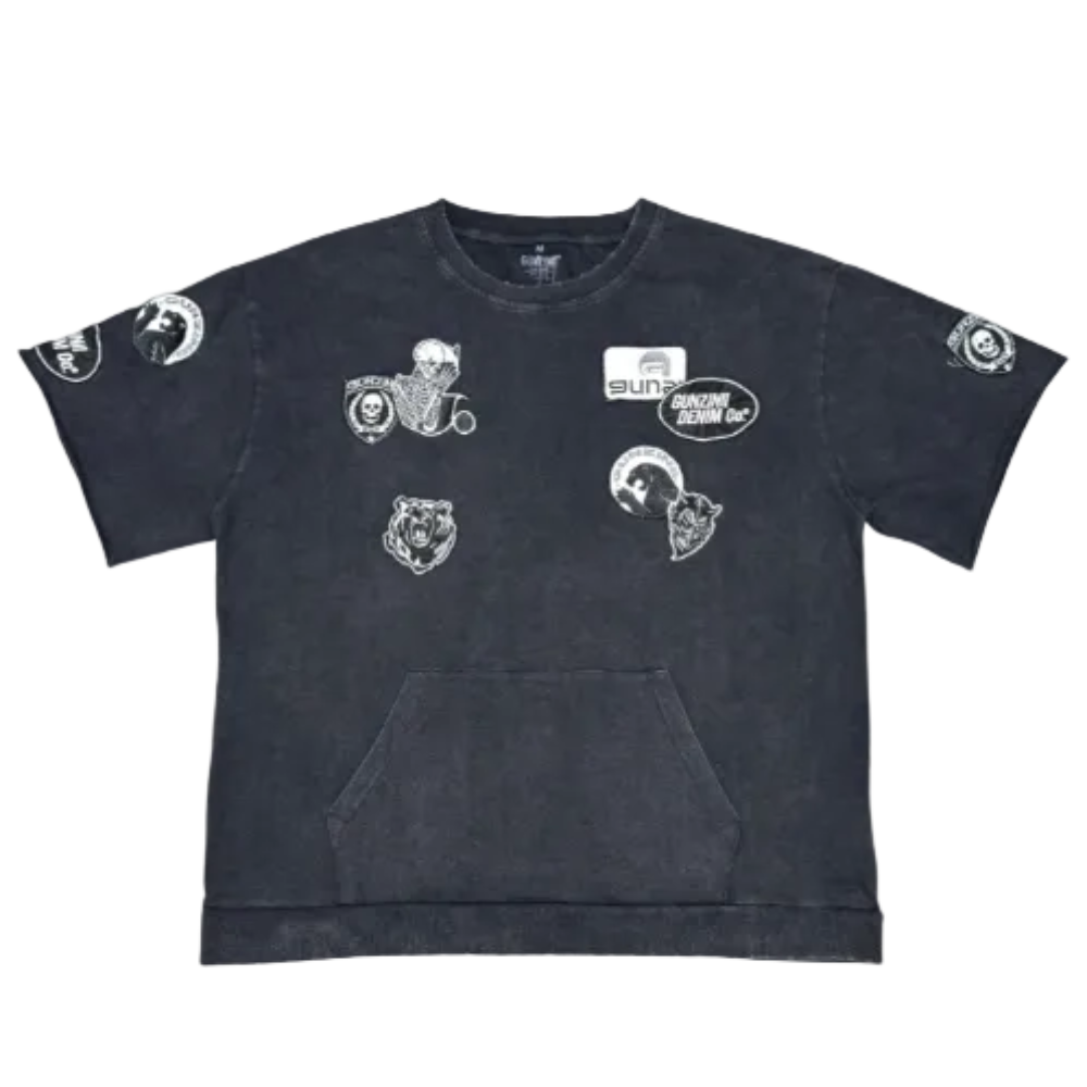 Gunzinii Patch Work Short Set Black Style GZ1009/GZ1010-BLK