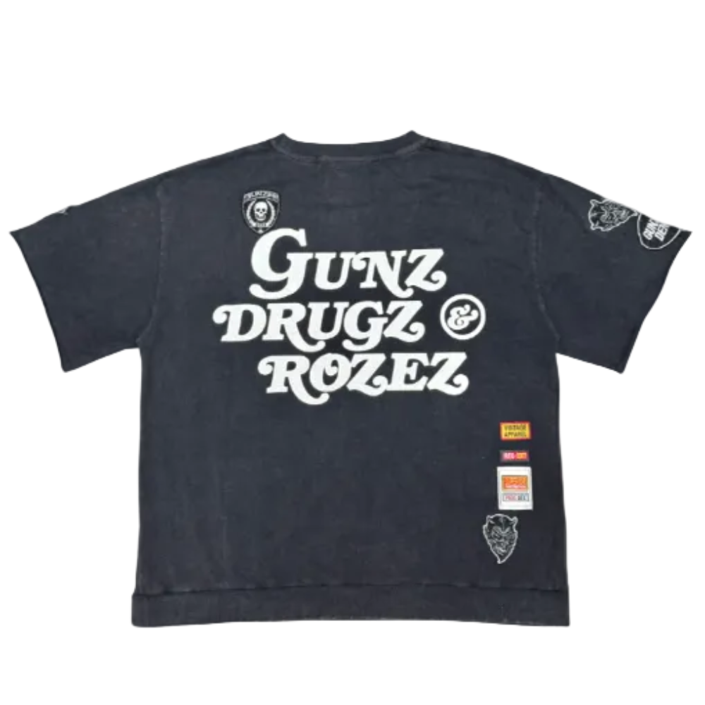 Gunzinii Patch Work Short Set Black Style GZ1009/GZ1010-BLK