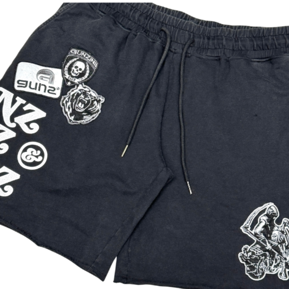 Gunzinii Patch Work Short Set Black Style GZ1009/GZ1010-BLK