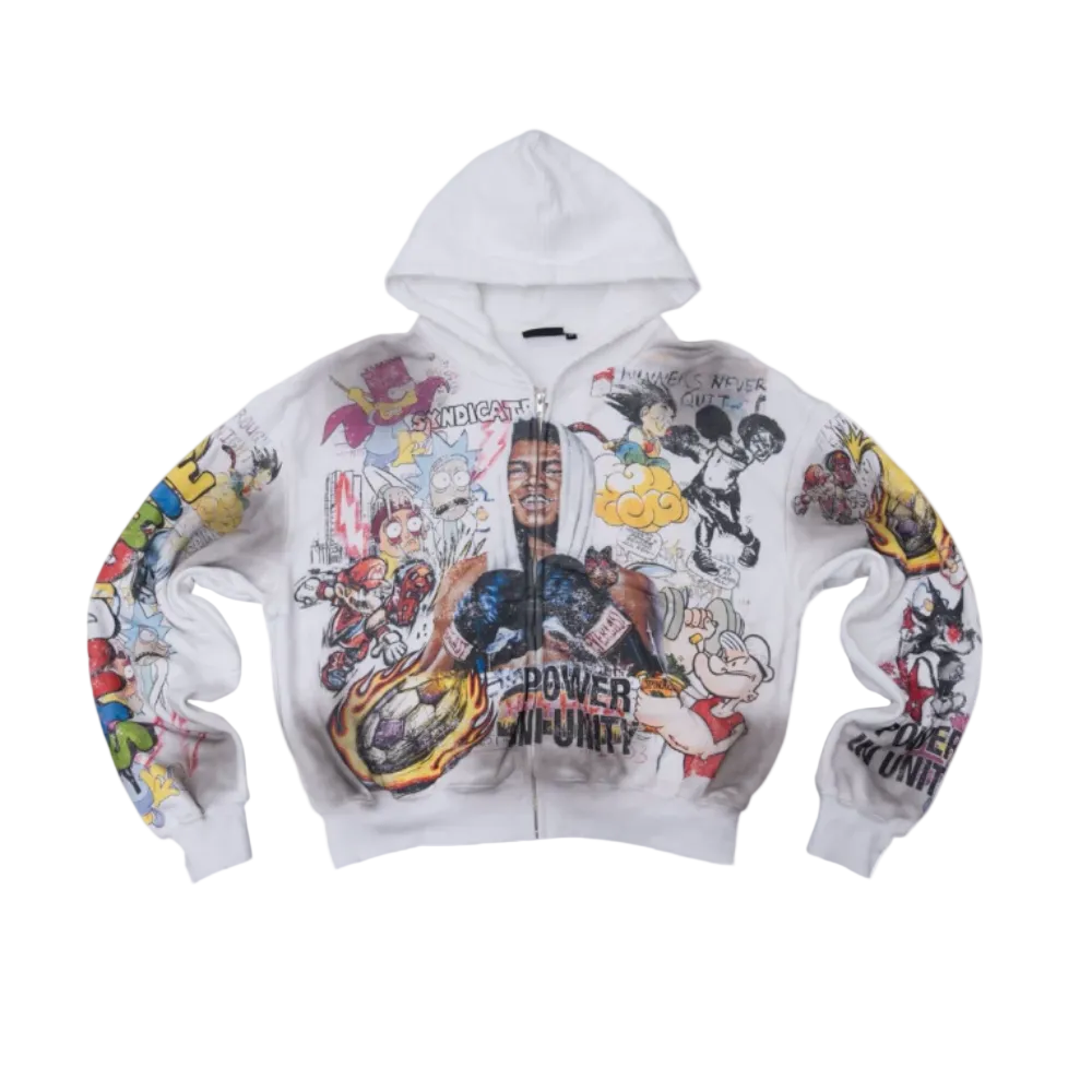 Syndicate Unity Zip Up Hoodie White Style SYNH_28(2)